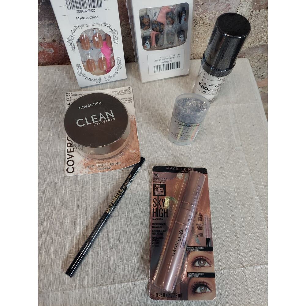 Maybelline Covergirl Milani Makeup Beauty Lot Mascara Powder Press On Nails